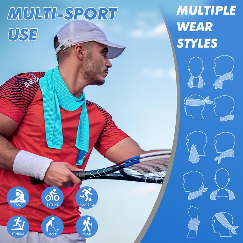 CASITE 6 Pack Cooling Towels (47"x12") for Neck and Face, Ice Towel for Hot Weather, Soft Breathable Chilly Gym Towels, Microfiber Towel for Work Out, Yoga, Running, Camping & More Activities - Image 3